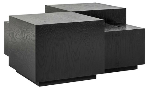 Casa Padrino Luxus Couchtisch 4er Set Schwarz 75 x 75 x H. 40 cm - Quadratischer Massivholz Wohnzimmertisch - Wohnzimmer M�bel - Luxus M�bel - Luxus Einrichtung