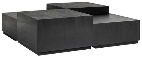 Casa Padrino Luxus Couchtisch 4er Set Anthrazit / Schwarz 130 x 130 x H. 40 cm - Quadratischer Massivholz Wohnzimmertisch - Wohnzimmer M�bel - Luxus M�bel - Luxus Einrichtung