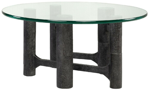 Casa Padrino Luxus Couchtisch Antik Schwarz  75 x H. 35,5 cm - Runder Aluminium Wohnzimmertisch mit Glasplatte - Wohnzimmer M�bel - Luxus M�bel - Luxus Einrichtung