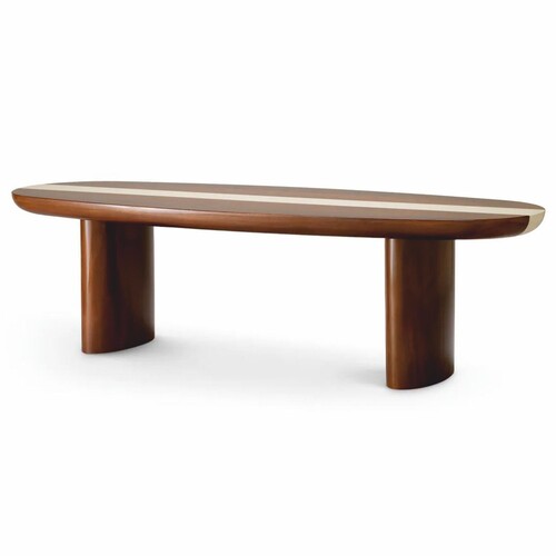 Casa Padrino Luxus Mahagoni Couchtisch Hochglanz Braun / Beige 140 cm - Wohnzimmer M�bel