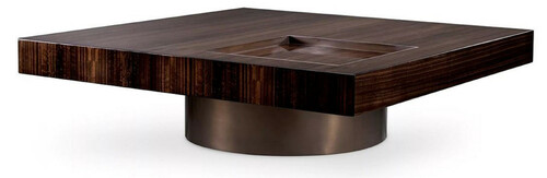 Casa Padrino Luxus Couchtisch Dunkelbraun Hochglanz / Bronze 110 x 110 x H. 31 cm - Quadratischer Wohnzimmertisch - Wohnzimmer M�bel - Massivholz M�bel - Luxus M�bel - Luxus Einrichtung