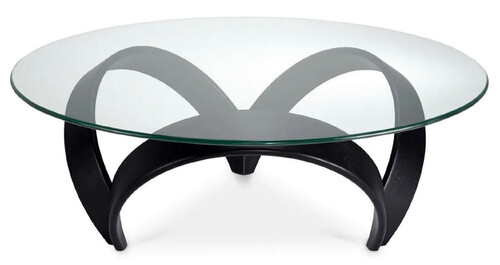 Casa Padrino Luxus Couchtisch Schwarz  110 x H. 36,5 cm - Runder Wohnzimmertisch mit Glasplatte - Wohnzimmer M�bel - Hotel M�bel - Luxus M�bel - Luxus Kollektion