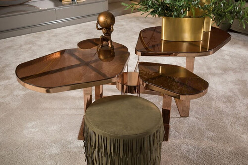 Casa Padrino Luxus Couchtisch Kupfer 175 x 120 x H. 55 cm - Wohnzimmertisch mit Glasplatten - Wohnzimmer M�bel - Hotel M�bel - Luxus M�bel - Luxus Kollektion