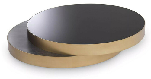 Casa Padrino Luxus Couchtisch Messing / Schwarz / Schwarzgrau 140 x 120 x H. 28,5 cm - Moderner Wohnzimmertisch - Wohnzimmer M�bel - Luxus Qualit�t