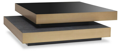 Casa Padrino Luxus Couchtisch Messingfarben / Anthrazitgrau / Schwarz 124 x 135 x H. 32 cm - Moderner Wohnzimmertisch - Wohnzimmer M�bel - Luxus Qualit�t