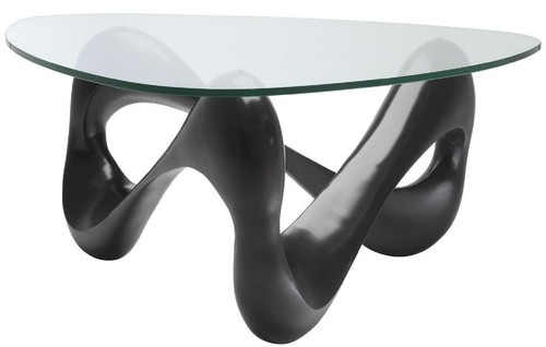 Casa Padrino Designer Couchtisch Bronze 100,5 x 98 x H. 43,5 cm - Wohnzimmertisch mit 3-eckiger Glasplatte - Luxus M�bel