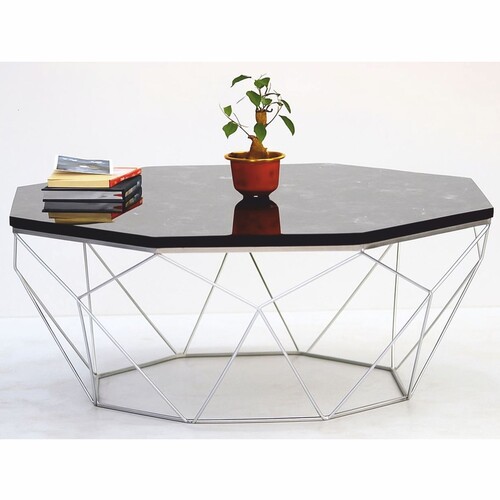 Casa Padrino Luxus Couchtisch Schwarz / Silber 90 cm - Hotel & Wohnzimmer M�bel