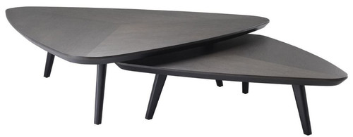 Casa Padrino Luxus Couchtisch Set Mokkafarben - 2 Massivholz Wohnzimmertische - Wohnzimmer M�bel - Luxus Qualit�t