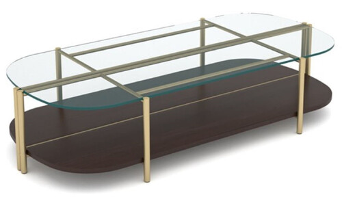 Casa Padrino Luxus Couchtisch Dunkelbraun / Messing 155 x 75 x H. 35 cm - Wohnzimmertisch mit Glasplatte - Wohnzimmer M�bel - Hotel M�bel - Luxus M�bel - Luxus Einrichtung