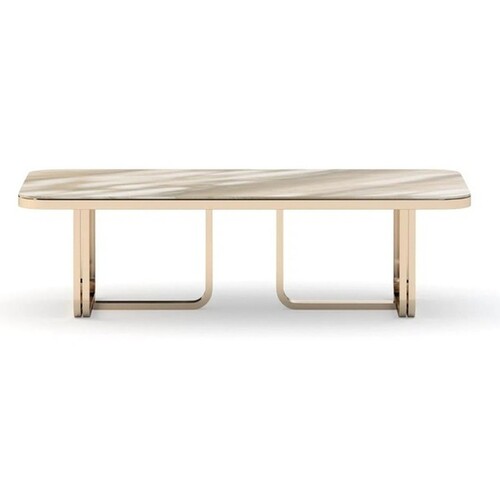 Casa Padrino Luxus Couchtisch Wei� / Beige - Hochwertige Verarbeitung - Moderne Wohnzimmer M�bel - Luxus Qualit�t