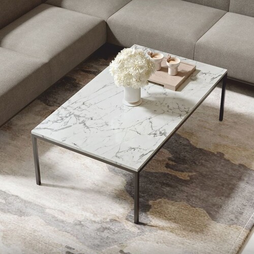 Casa Padrino Luxus Couchtisch mit Marmorplatte Wei� / Schwarz 120 cm - Luxus M�bel