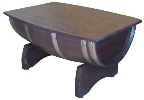 Casa Padrino Luxus Fass Couchtisch Braun / Silber 100 x 86 x H. 55 cm - Massivholz Weinfass Tisch mit klappbarer Tischplatte - Garten Terrassen Gastronomie M�bel