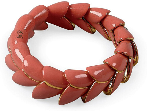 Casa Padrino Luxus Damen Armband Rot / Gold - 18 Karat Vergoldetes Sterlingsilber Armband mit feinstem spanischen Porzellan - Damen Armschmuck - Hochwertiger Damenschmuck