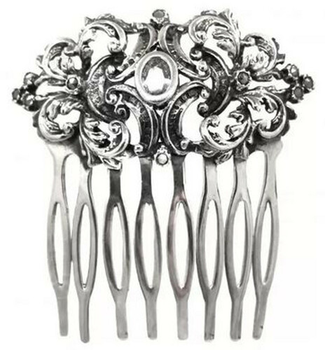 Casa Padrino Luxus Damen Haarkamm Silber - Eleganter Sterlingsilber Haarkamm mit Markasit und Zirkonia Kristallen - Handgefertigter Damenschmuck - Damen Haarschmuck - Luxus Kollektion