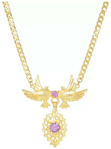 Casa Padrino Luxus Damen Halskette Tauben Gold / Lila - Handgefertigte vergoldete Sterlingsilber Kette mit Edelsteinen - Eleganter Luxus Damenschmuck