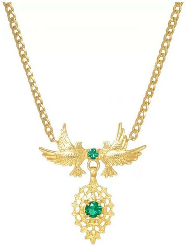 Casa Padrino Luxus Damen Halskette Tauben Gold / Gr�n - Handgefertigte vergoldete Sterlingsilber Kette mit Edelsteinen - Eleganter Luxus Damenschmuck