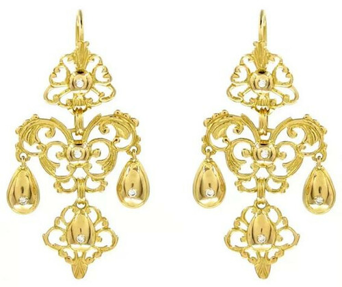 Casa Padrino Luxus Damen Ohrringe - Handgefertigte 19,2 Karat Gold Ohrringe mit Diamanten - Hochwertiger Damenschmuck - Luxus Qualit�t
