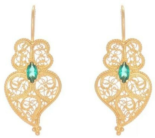 Casa Padrino Luxus Damen Ohrringe Gold / Gr�n - Elegante handgefertigte vergoldete Sterlingsilber Ohrringe - Luxus Damenschmuck