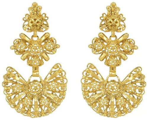 Casa Padrino Luxus Damen Ohrringe Gold - Elegante vergoldete Sterlingsilber Ohrringe - Filigraner Damenschmuck - Handgefertigter Damen Ohrschmuck