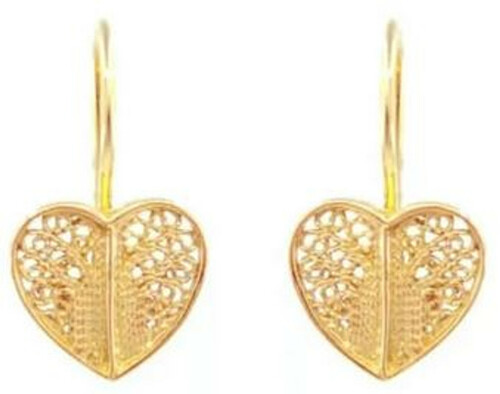 Casa Padrino Luxus Damen Ohrringe in Herzform - Handgefertigte 19,2 Karat Gold Ohrringe - Hochwertiger Damenschmuck - Luxus Qualit�t