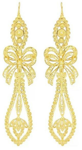 Casa Padrino Luxus Damen Ohrringe 8,5 cm - Elegante handgefertigte vergoldete Sterlingsilber Ohrringe - Luxus Damenschmuck