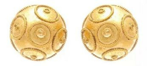 Casa Padrino Luxus Damen Ohrringe - Handgefertigte 19,2 Karat Gold Ohrstecker - Hochwertiger Luxus Damenschmuck