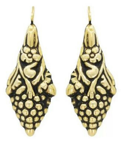 Casa Padrino Barock Damen Ohrringe Weintrauben Gold mit Patina - Elegante handgefertigte vergoldete Sterlingsilber Ohrringe - Barock Damenschmuck