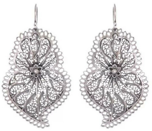 Casa Padrino Luxus Damen Ohrringe Silber - Elegante handgefertigte Sterlingsilber Ohrringe - Filigraner Damenschmuck