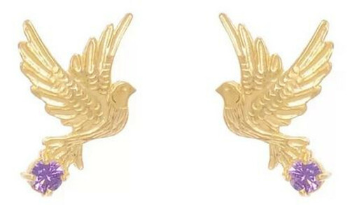 Casa Padrino Luxus Damen Ohrringe Taube Gold / Lila - Handgefertigte vergoldete Sterlingsilber Ohrringe mit Edelsteinen - Luxus Damenschmuck