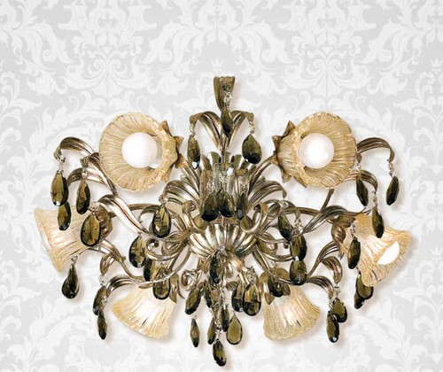 Casa Padrino Barock Deckenleuchte  55 x T. 25 cm 6-flammig - Handgefertigte Leuchte aus Italien - Barock Leuchten