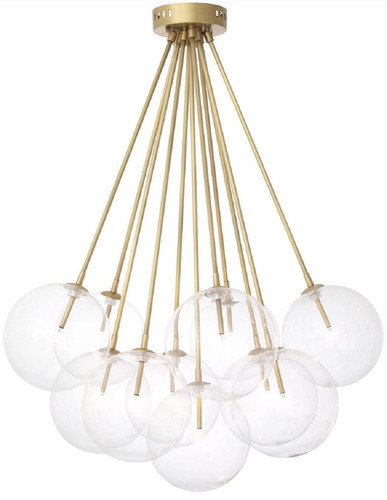 Casa Padrino Luxus Halogen Deckenleuchte Antik Messingfarben  66 x H. 94,5 cm - Dimmbare Deckenlampe mit runden Glas Lampenschirmen - Luxus Qualit�t