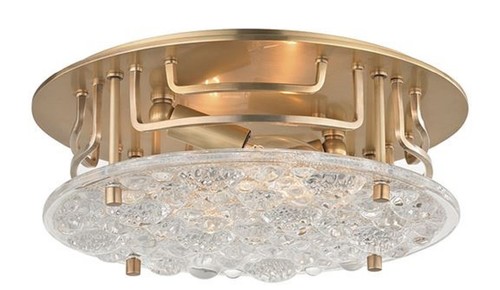 Casa Padrino Luxus Deckenleuchte Antik Messingfarben  28,6 x H. 9,5 cm - Runde Deckenlampe mit handgefertigtem Glas - Luxus Qualit�t