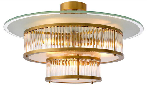 Casa Padrino Luxus Deckenleuchte Antik Messing / Wei�  75 x H. 30,5 cm - Runde Deckenlampe - Luxus Deckenleuchten - Luxus Qualit�t