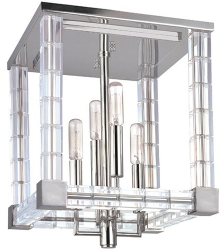 Casa Padrino Designer Deckenleuchte Silber / Antik Messing 29 x 29 x H. 36 cm - Moderne Kristallglas Deckenlampe - Luxus Lampen