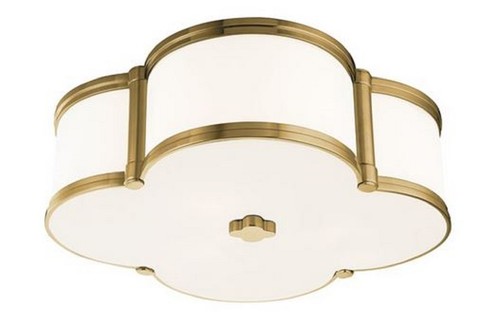 Casa Padrino Luxus Deckenleuchte Antik Messing / Wei� 42,6 x 42,6 x H. 14 cm - Deckenlampe in Kleeblatt Form - Luxus Qualit�t