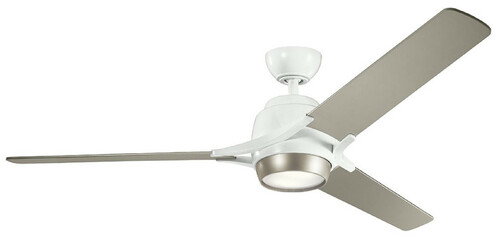 Casa Padrino Luxus Deckenventilator Wei� / Matt Silber 152 x H. 46 cm - Moderner dimmbarer Ventilator mit LED Beleuchtung und Fernbedienung - Luxus Kollektion
