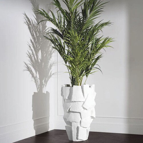 Casa Padrino Luxus Fiberglas Blumentopf Matt Wei H. 106,5 cm - Luxus Qualitt