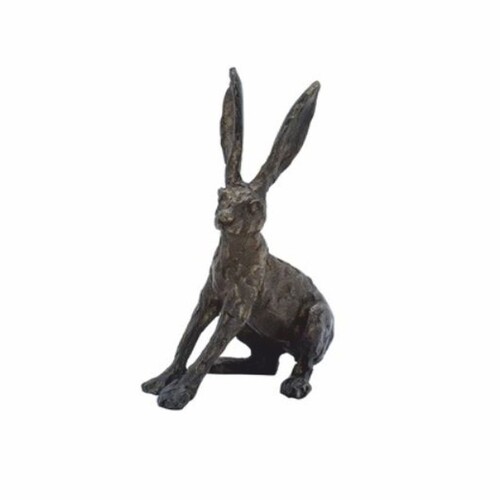 Casa Padrino Bronze Deko Figur Hase H. 17 cm - Bronze Skulptur