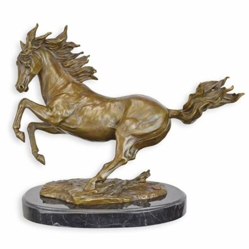 Casa Padrino Luxus Bronze Deko Skulptur Pferd Bronze / Schwarz 38,5 cm