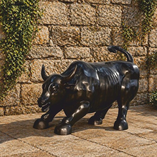 Casa Padrino Luxus Deko Bronze Skulptur Stier Grau 86 cm - Bronze Figur
