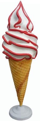 Casa Padrino XXL Deko Eis im H�rnchen Wei� / Rot / Beige H. 170 cm - Eisdielen Dekoration