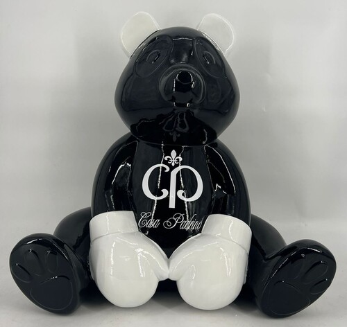 Casa Padrino Luxus Deko Figur Boxer Teddyb�r Schwarz / Wei� 50 cm - Deko Skulptur