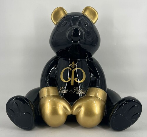 Casa Padrino Luxus Deko Figur Boxer Teddyb�r Schwarz / Gold 50 cm - Deko Skulptur
