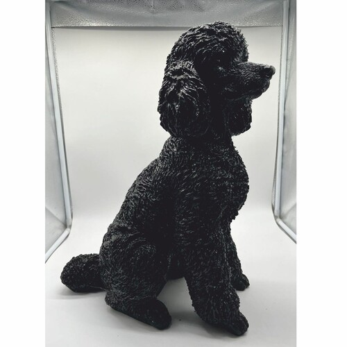 Casa Padrino Deko Figur Hund Pudel Schwarz H. 47 cm - Deko Skulptur