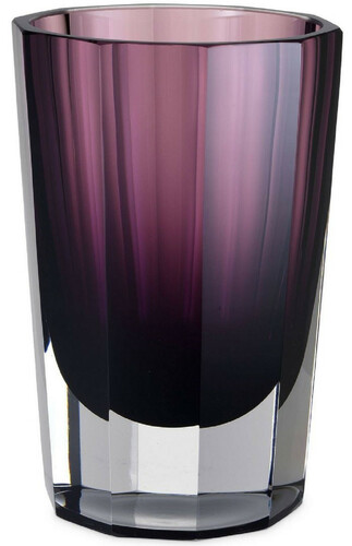 Casa Padrino Luxus Deko Glas Vase Lila  12 x H. 18 cm - Elegante handgefertigte 8-eckige Blumenvase - Deko Accessoires