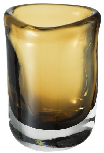 Casa Padrino Luxus Deko Glas Vase Braun  12 x H. 17 cm - Mundgeblasene Blumenvase - Luxus Deko Accessoires