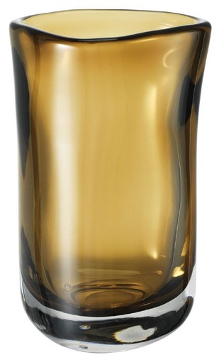 Casa Padrino Luxus Deko Glas Vase Braun  14 x H. 22 cm - Mundgeblasene Blumenvase - Luxus Deko Accessoires