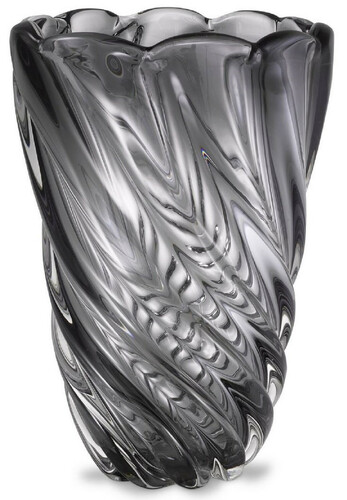 Casa Padrino Luxus Deko Glas Vase Grau  20,5 x H. 29 cm - Mundgeblasene Blumenvase - Luxus Deko Accessoires