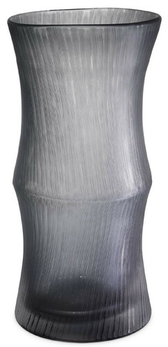 Casa Padrino Luxus Deko Glas Vase Grau  18 x H. 37,5 cm - Elegante mundgeblasene Blumenvase - Deko Accessoires