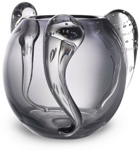 Casa Padrino Luxus Deko Glas Vase Grau  23 x H. 24 cm - Elegante mundgeblasene Blumenvase - Luxus Deko Accessoires